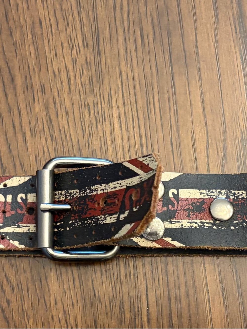 Sex Pistols Bravado distressed men’s  Leather Belt with Distressed Union Jack. L - Picture 10 of 10